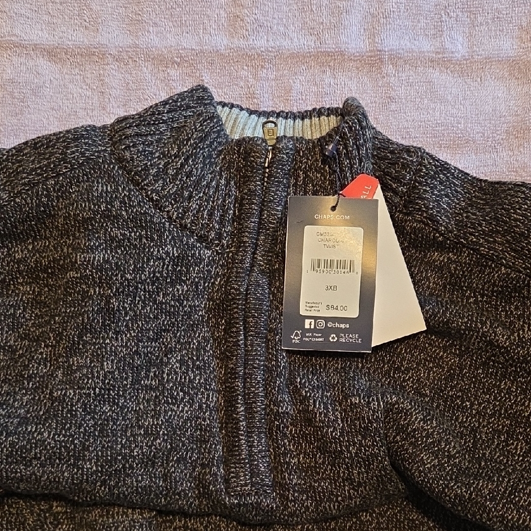 Chaps Men's Charcoal Zip-Up Sweater